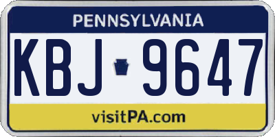 PA license plate KBJ9647