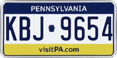 PA license plate KBJ9654