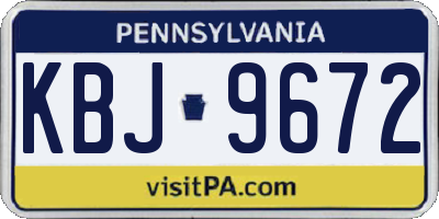 PA license plate KBJ9672