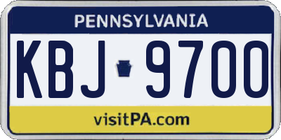 PA license plate KBJ9700