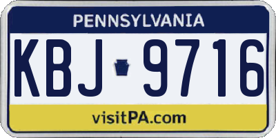 PA license plate KBJ9716