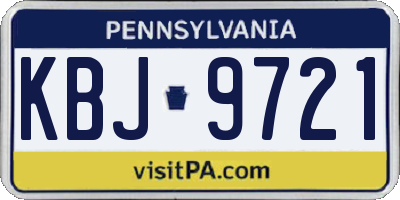PA license plate KBJ9721