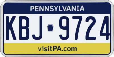 PA license plate KBJ9724