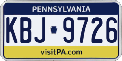 PA license plate KBJ9726