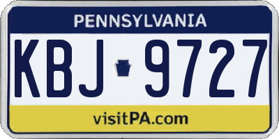 PA license plate KBJ9727