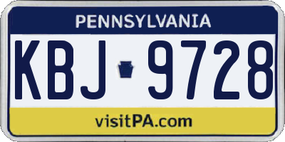 PA license plate KBJ9728