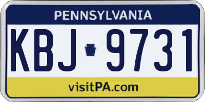 PA license plate KBJ9731