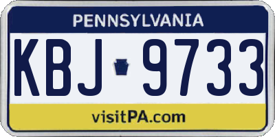 PA license plate KBJ9733