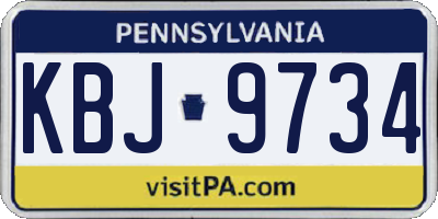 PA license plate KBJ9734