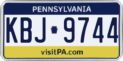 PA license plate KBJ9744