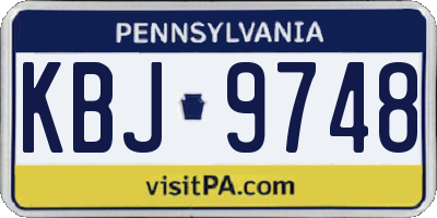 PA license plate KBJ9748
