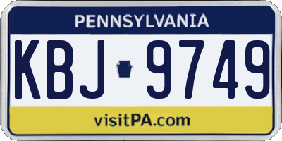 PA license plate KBJ9749