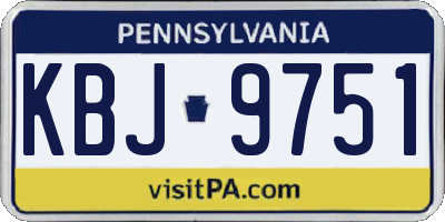 PA license plate KBJ9751