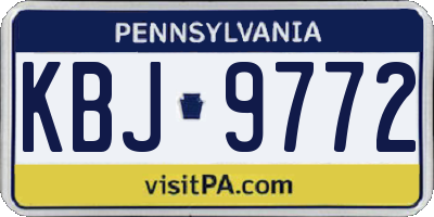 PA license plate KBJ9772