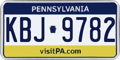 PA license plate KBJ9782