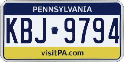 PA license plate KBJ9794