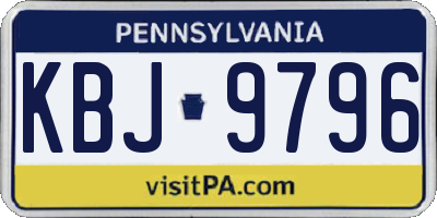 PA license plate KBJ9796