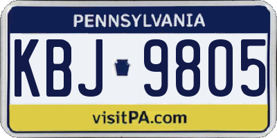 PA license plate KBJ9805