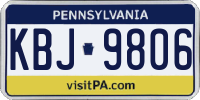 PA license plate KBJ9806