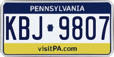 PA license plate KBJ9807