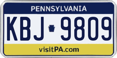 PA license plate KBJ9809