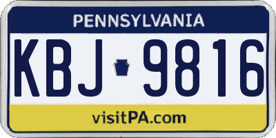 PA license plate KBJ9816