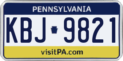 PA license plate KBJ9821