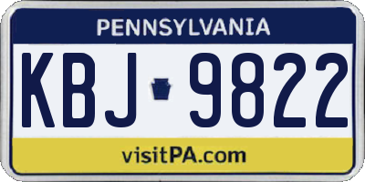 PA license plate KBJ9822
