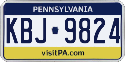 PA license plate KBJ9824
