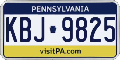 PA license plate KBJ9825