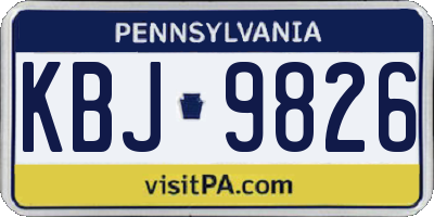 PA license plate KBJ9826