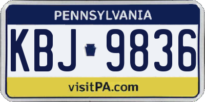 PA license plate KBJ9836
