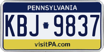 PA license plate KBJ9837