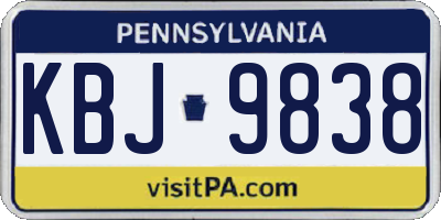 PA license plate KBJ9838
