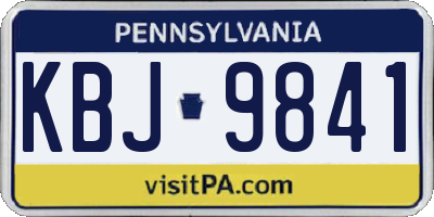 PA license plate KBJ9841