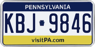 PA license plate KBJ9846