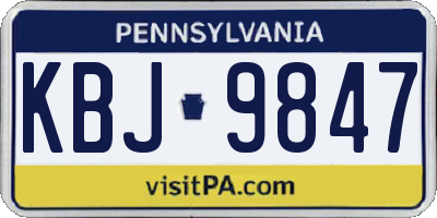 PA license plate KBJ9847