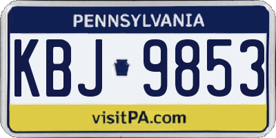 PA license plate KBJ9853