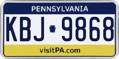 PA license plate KBJ9868