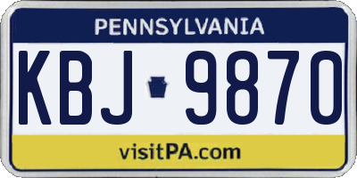 PA license plate KBJ9870
