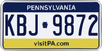 PA license plate KBJ9872
