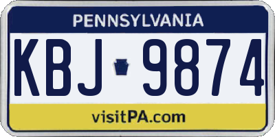 PA license plate KBJ9874