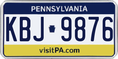 PA license plate KBJ9876