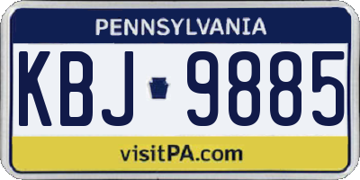 PA license plate KBJ9885