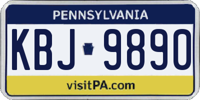 PA license plate KBJ9890