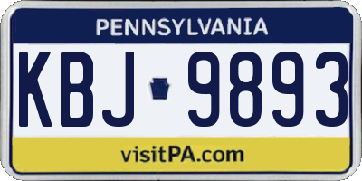 PA license plate KBJ9893