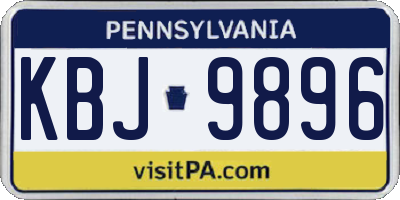 PA license plate KBJ9896