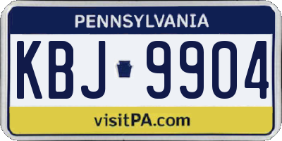 PA license plate KBJ9904