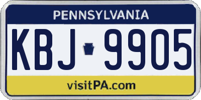 PA license plate KBJ9905
