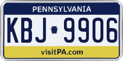 PA license plate KBJ9906